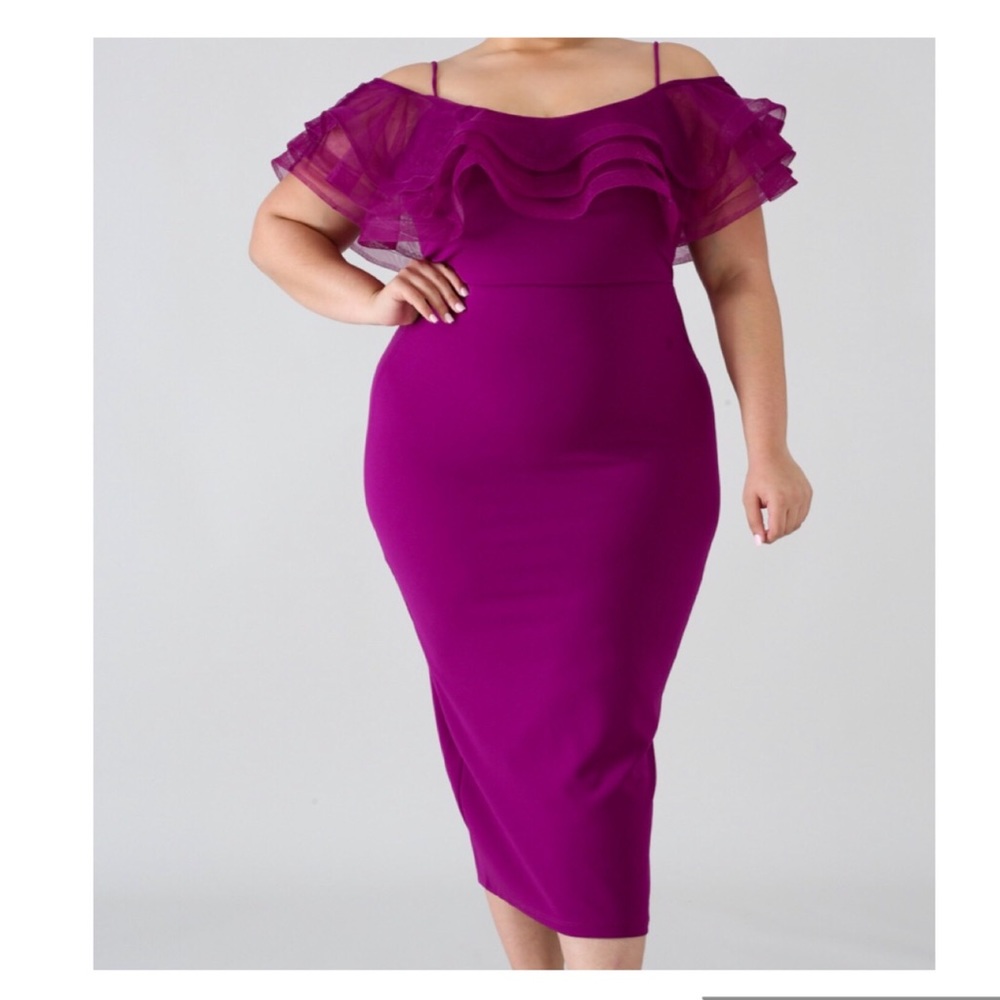 Swirl Net Midi Dress - PLUS SIZE
